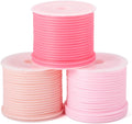 FASHEWELRY 16.4 Yards 2mm Hollow Pipe Rubber Cords 3 Pink Colors