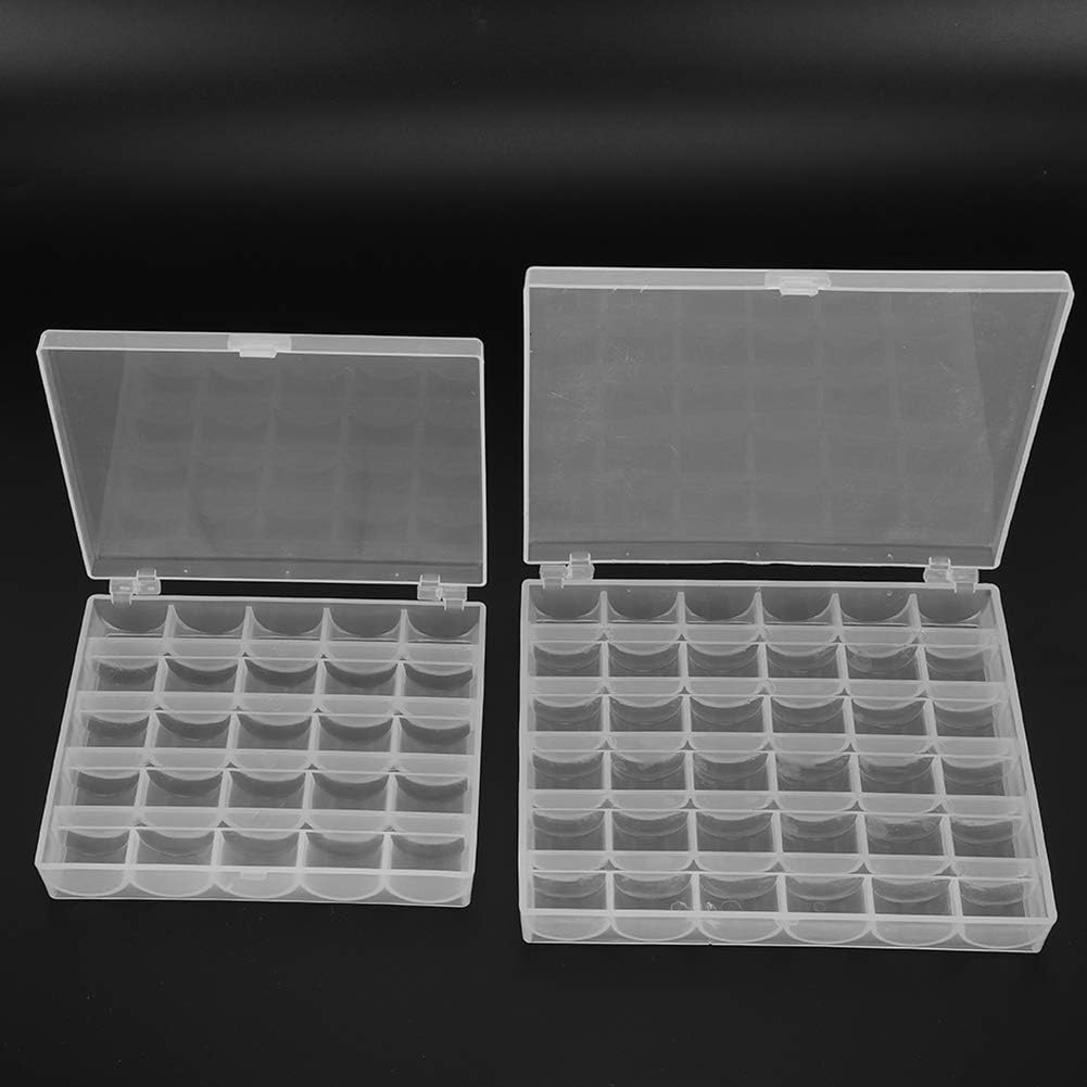 Pssopp Sewing Bobbins Storage Box, 25/36 Grids Transparent Spool Case