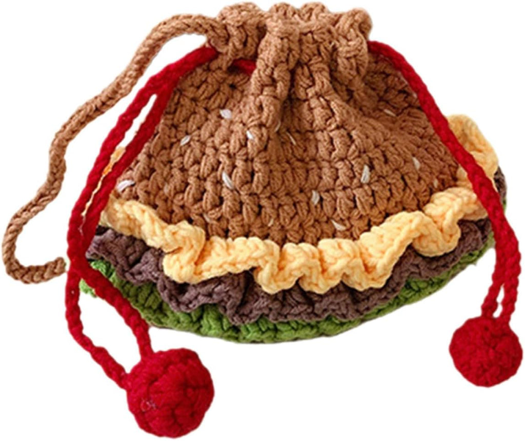 Alipis Women's Knit Woven Crossbody Bag Drawstring Closure for Outdoor