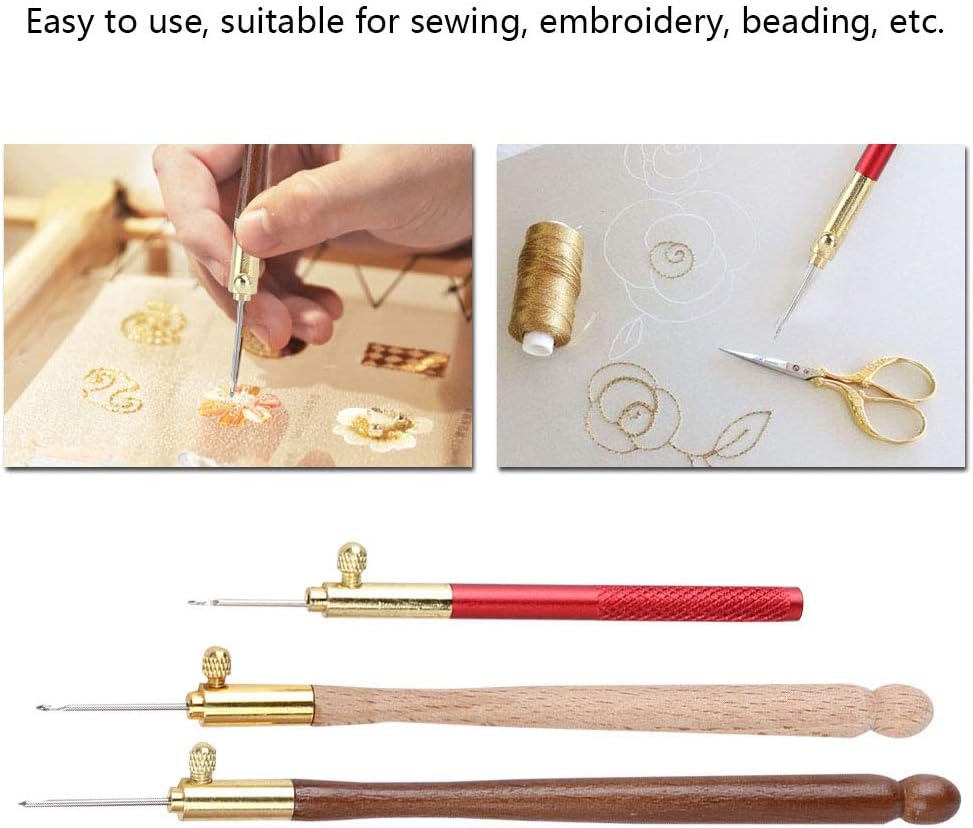 Ergonomic Tambour Crochet Hook Beech Wood, 12 PCS