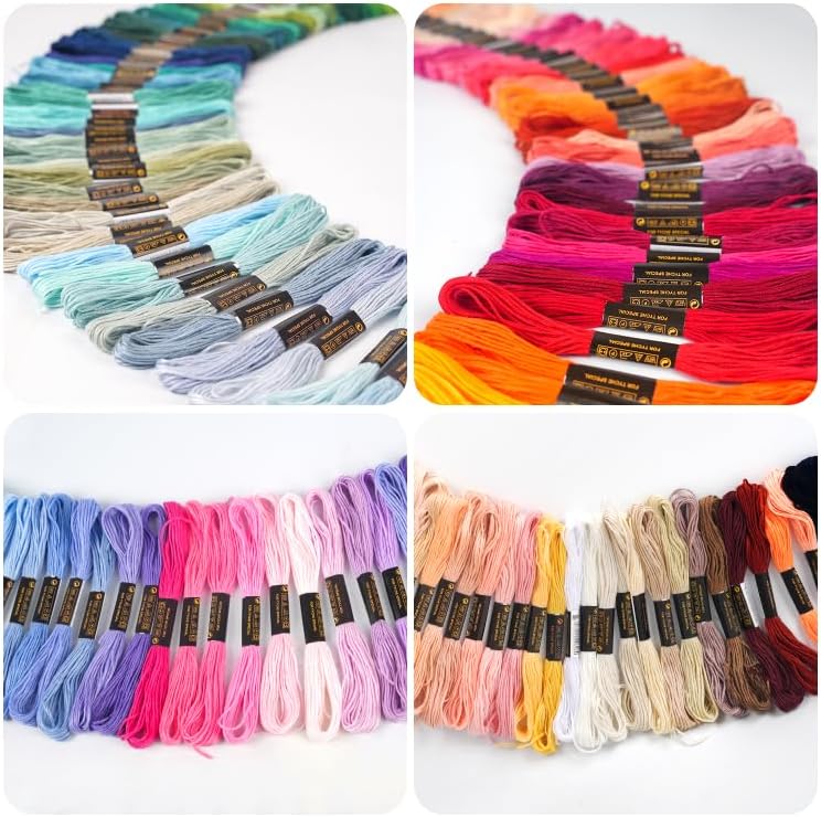 150 Color Skeins Rainbow Color Embroidery Floss,Cross Stitch Threads