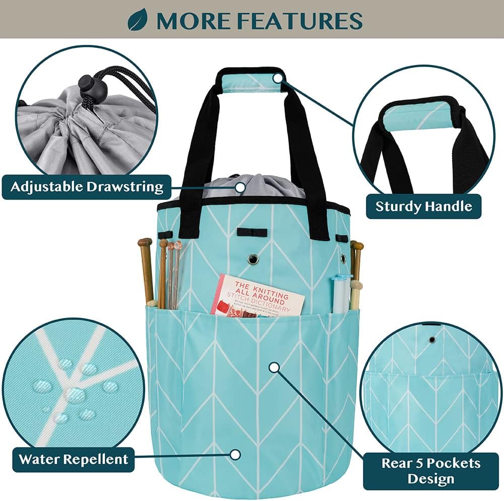 PAVILIA Crochet Bag Knitting Bag Organizer, Yarn Bag Storage Tote for