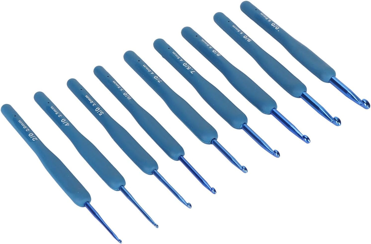 Fdit Soft Grip Crochet Hooks Set, 9 Sizes Aluminum Silicone
