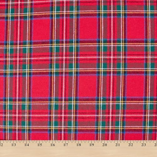 Flannel Brushed Tartan Plaid Fabric Geometric Hypoallergenic Cotton