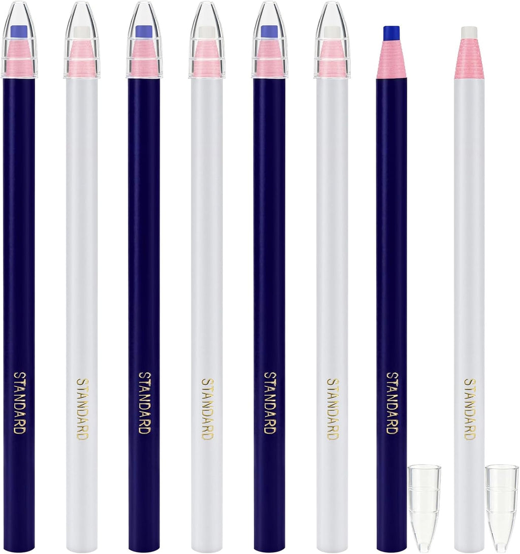 8Pcs Sewing Pencils for Fabric Washable Blue & White Fabric Marking