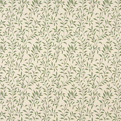 Green and Beige Floral Matelasse Reversible Upholstery Fabric by The