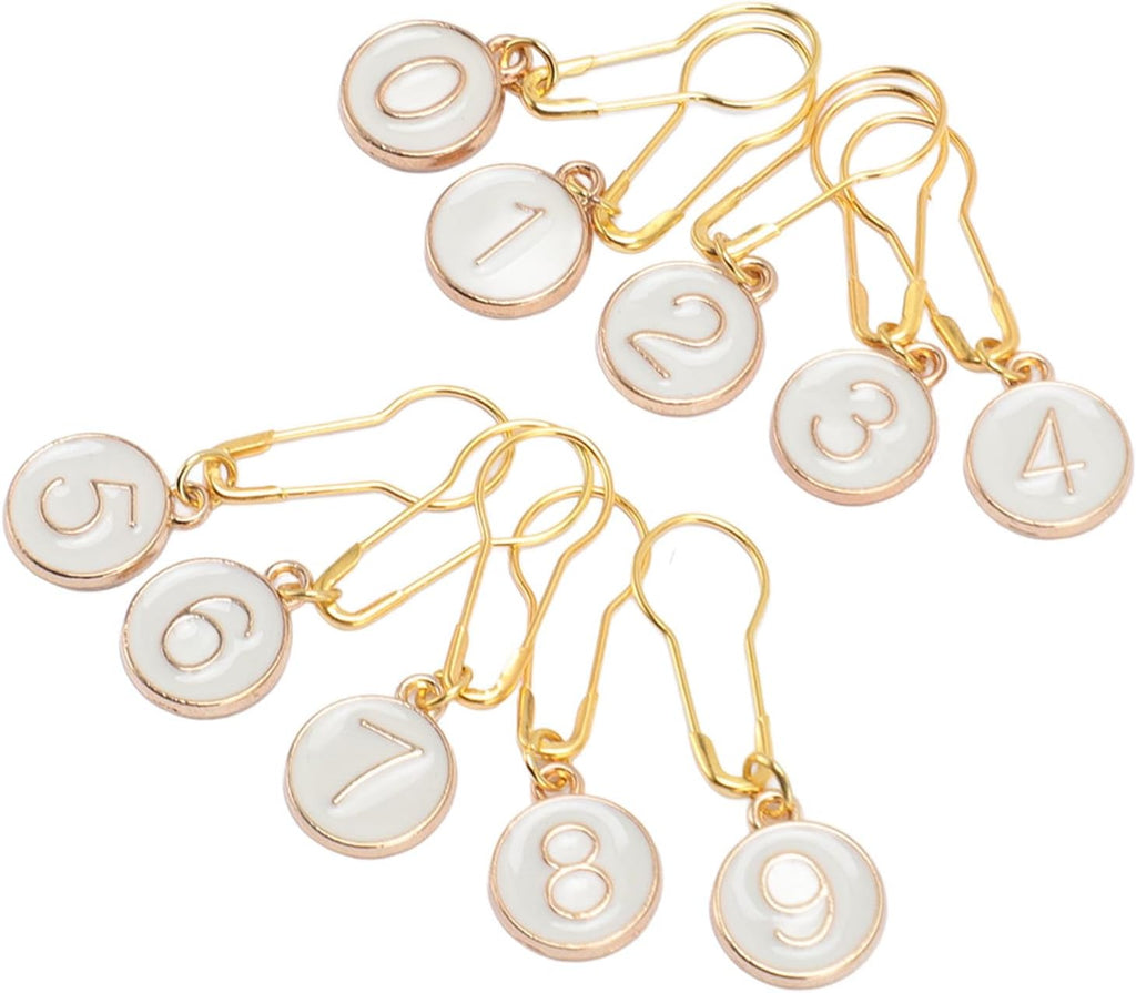 10 Pcs Number 0~9 Stitch Markers, Alloy Enamel Crochet Stitch Marker