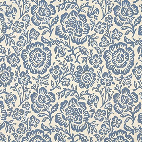 Blue and Beige Floral Matelasse Reversible Contemporary Upholstery
