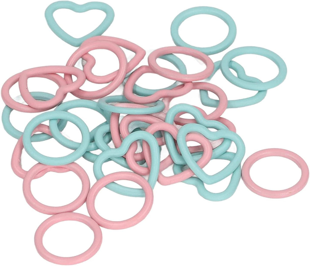 32 Pcs Knitting Stitch Markers, Heart and Round Shape Rings for
