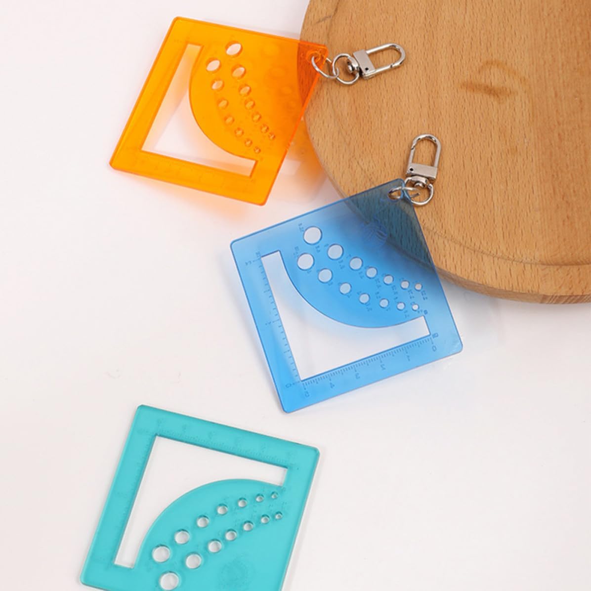 3pcs Acrylic Knit Needle Gauge Ruler Keychain for Knitters Crocheters