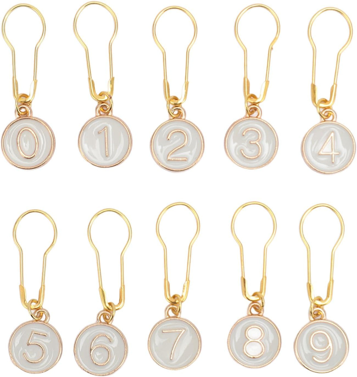 10 Pcs Number 0~9 Stitch Markers, Alloy Enamel Crochet Stitch Marker