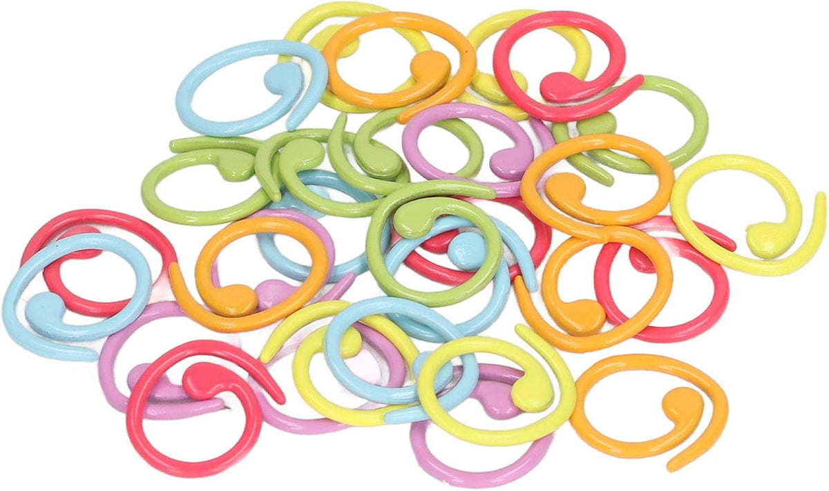 Phefop 30pcs Knitting Stitch Rings Metal Stitch Marker Rings for