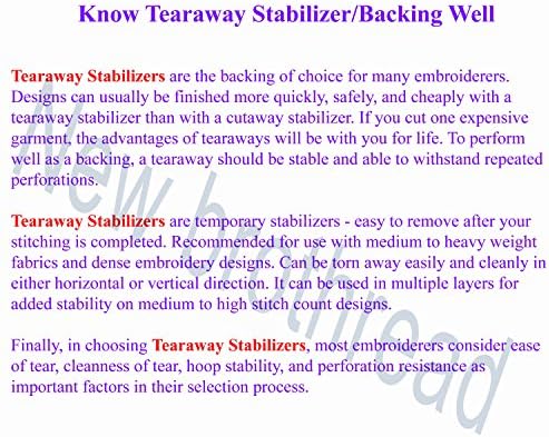 New brothread Tear Away Embroidery Stabilizer 12" x 50 Yd Roll