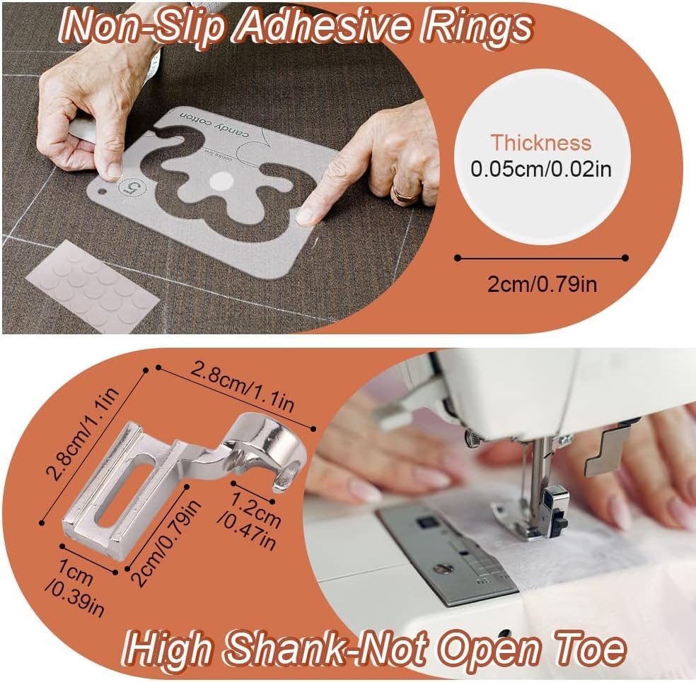 14PCS Free Motion Quilting Kit - 11PCS 3mm Templates, High Shank