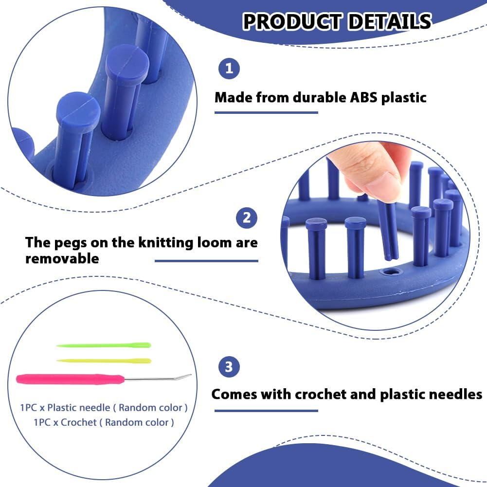 NOVYQREN Round Plastic Quick Knit Loom Set, DIY Home Manual Craft