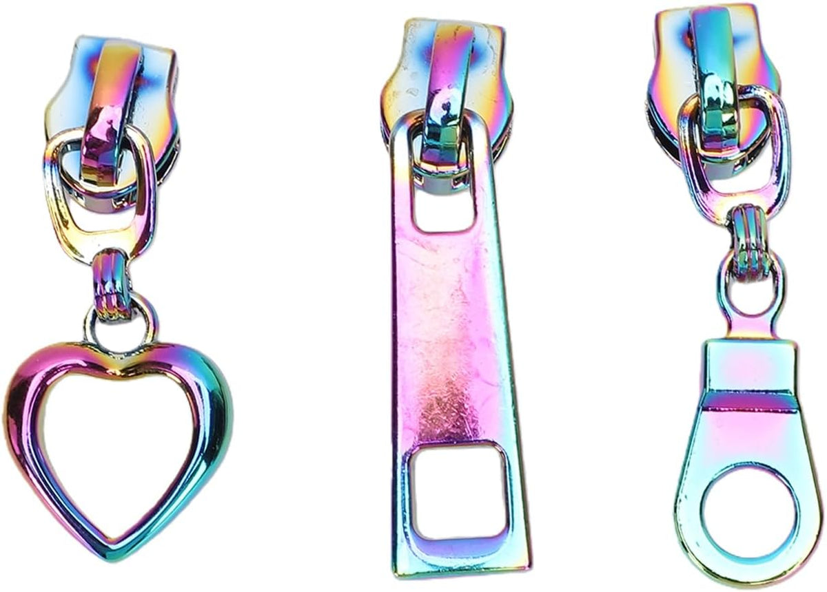 HEEPDD 11Pcs Rainbow Zipper Tape Set with Colorful Metal Sliders