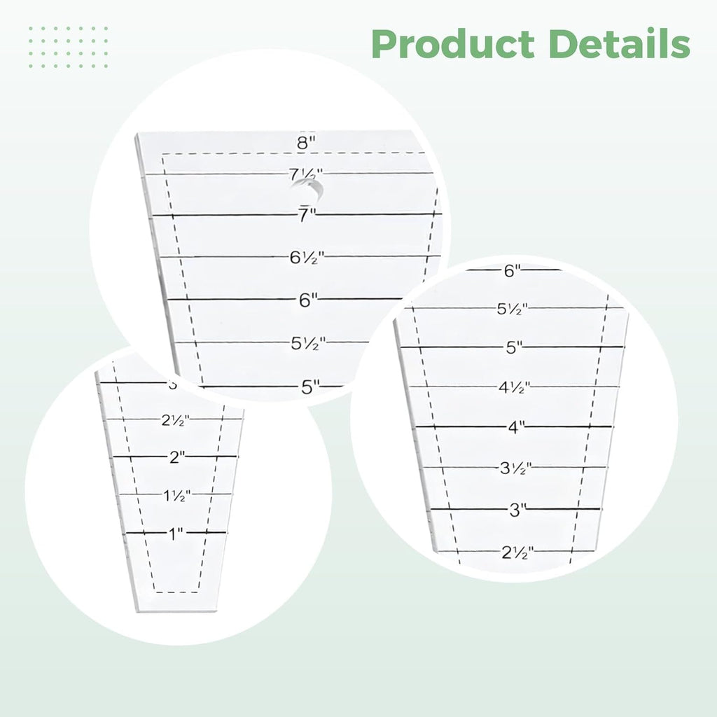 Quilting Ruler, Acrylic Dresden Template, 8.1 X 3 X 0.12 in