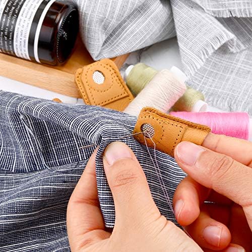 WILLBOND 4 Pcs Leather Thimble Finger Protector for Hand Sewing, 2