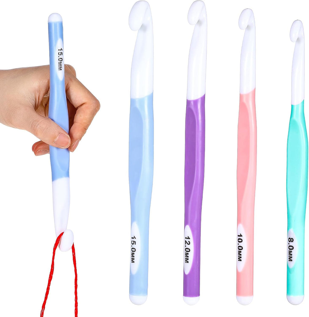 Ptwola 4 Pcs Crochet Hooks 8mm 10mm 12mm 15mm Crochet Needles Set