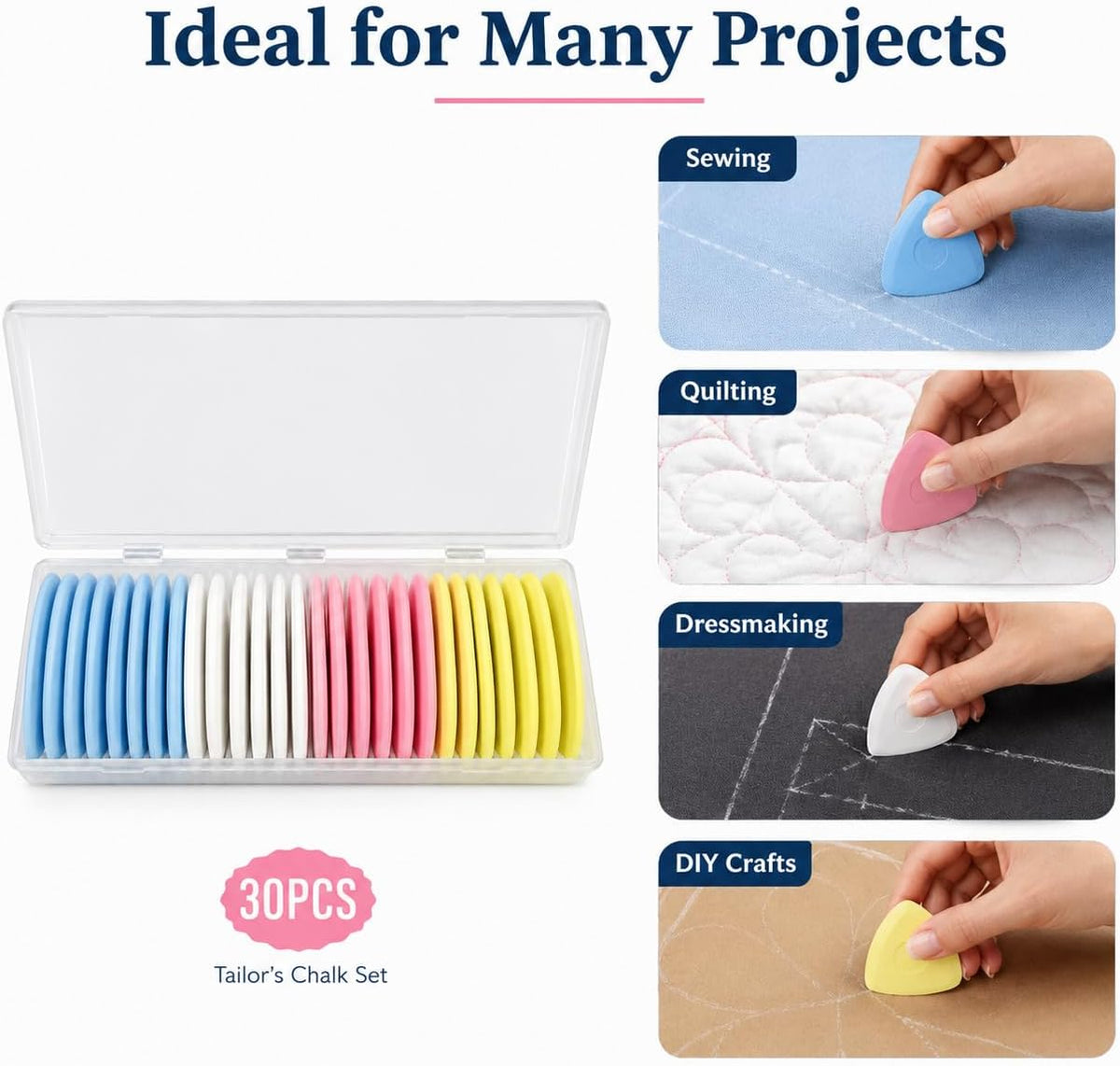 10 Pack Tailors Chalk 4-Color Triangle Fabric Chalk for Sewing