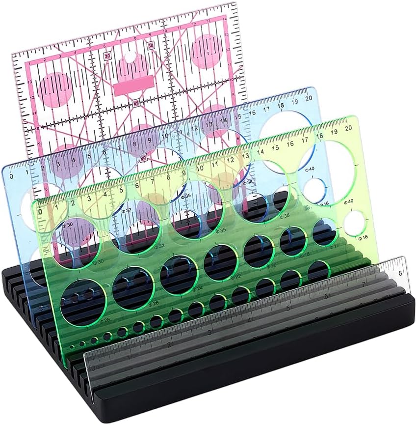 PH PandaHall 15 Slots Wooden Ruler Display Stand Quilting Ruler Holder