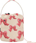 YETTASBIN Red Bow Yarn Storage Bag, Large Crochet Knitting Bag