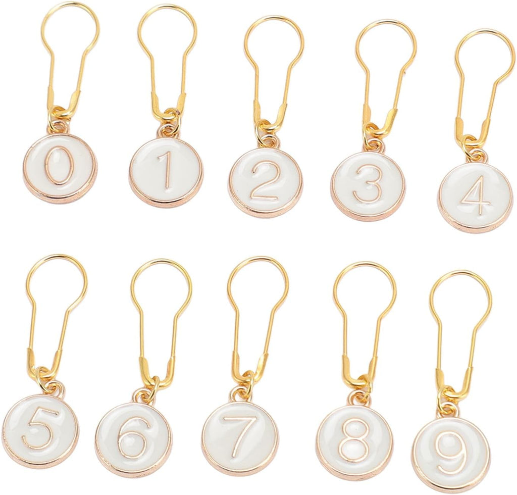 10 Pcs Number 0~9 Stitch Markers, Alloy Enamel Crochet Stitch Marker