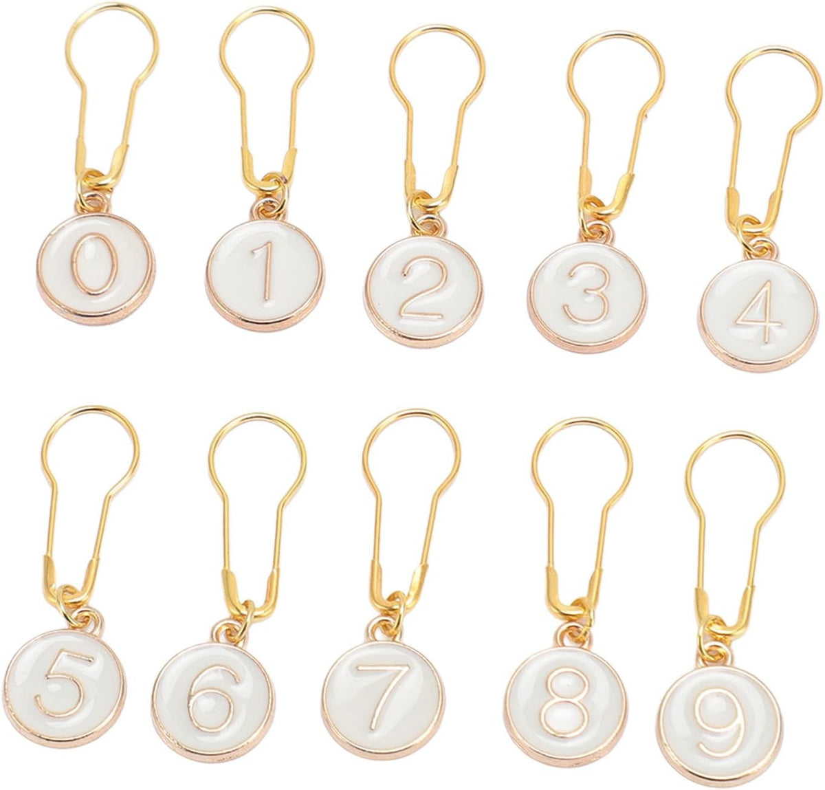 10 Pcs Number 0~9 Stitch Markers, Alloy Enamel Crochet Stitch Marker