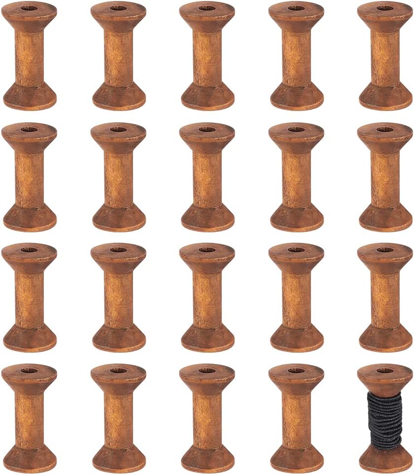 BENECREAT 20Pcs Antique Wooden Empty Spools, 1.57"/ 40mm