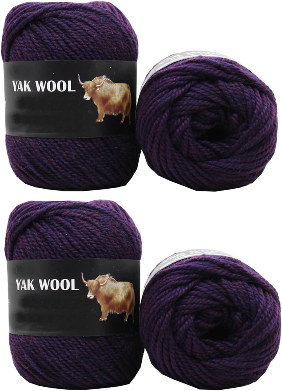 4 Balls Thick Yak Wool Yarn, Medium Worsted Weight #4 Wool Yarn for