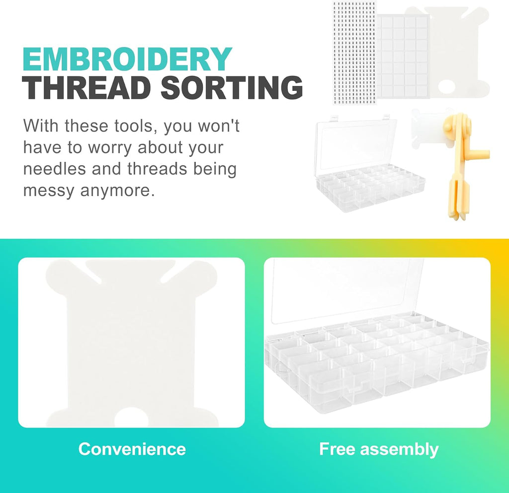 KornaDoz 1 Pieces 24 Adjustable Compartments Embroidery Floss