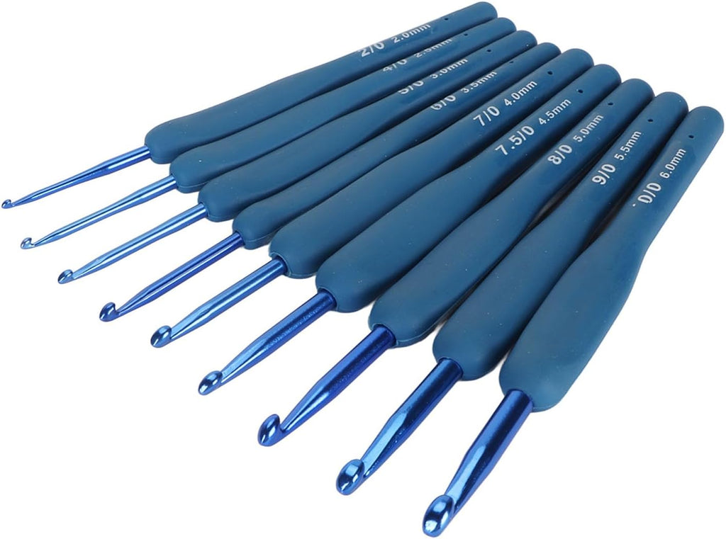 Fdit Soft Grip Crochet Hooks Set, 9 Sizes Aluminum Silicone