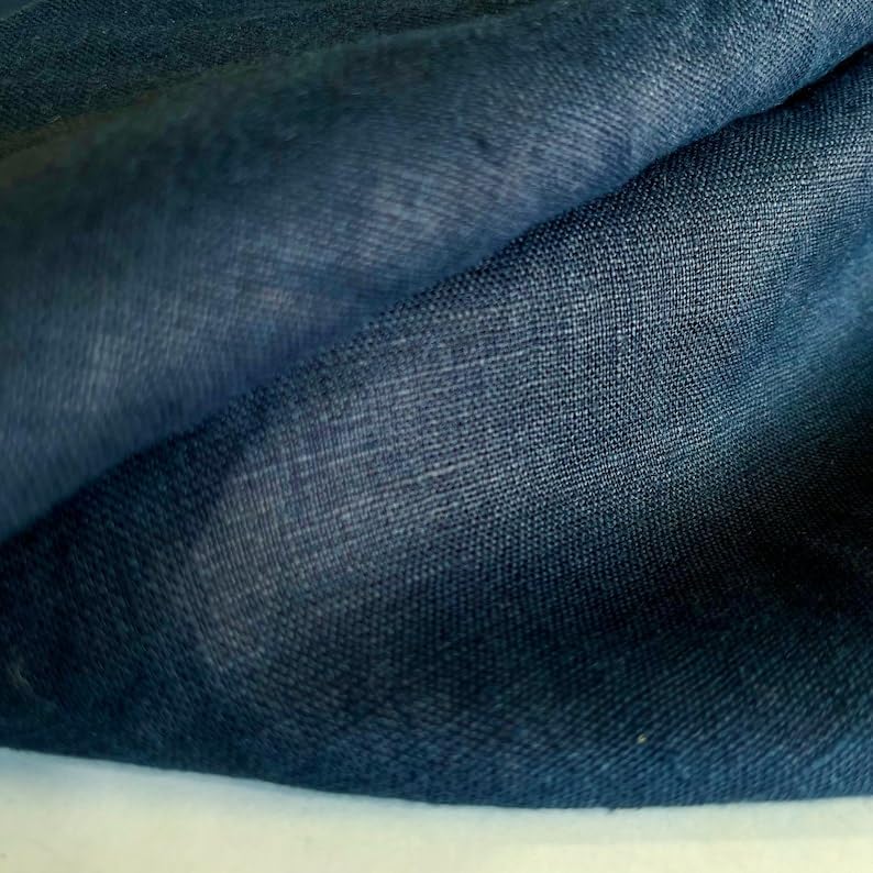Pure Linen Fabric Navy Blue,Stonewashed, Linen, Pure Linen, Fabric by