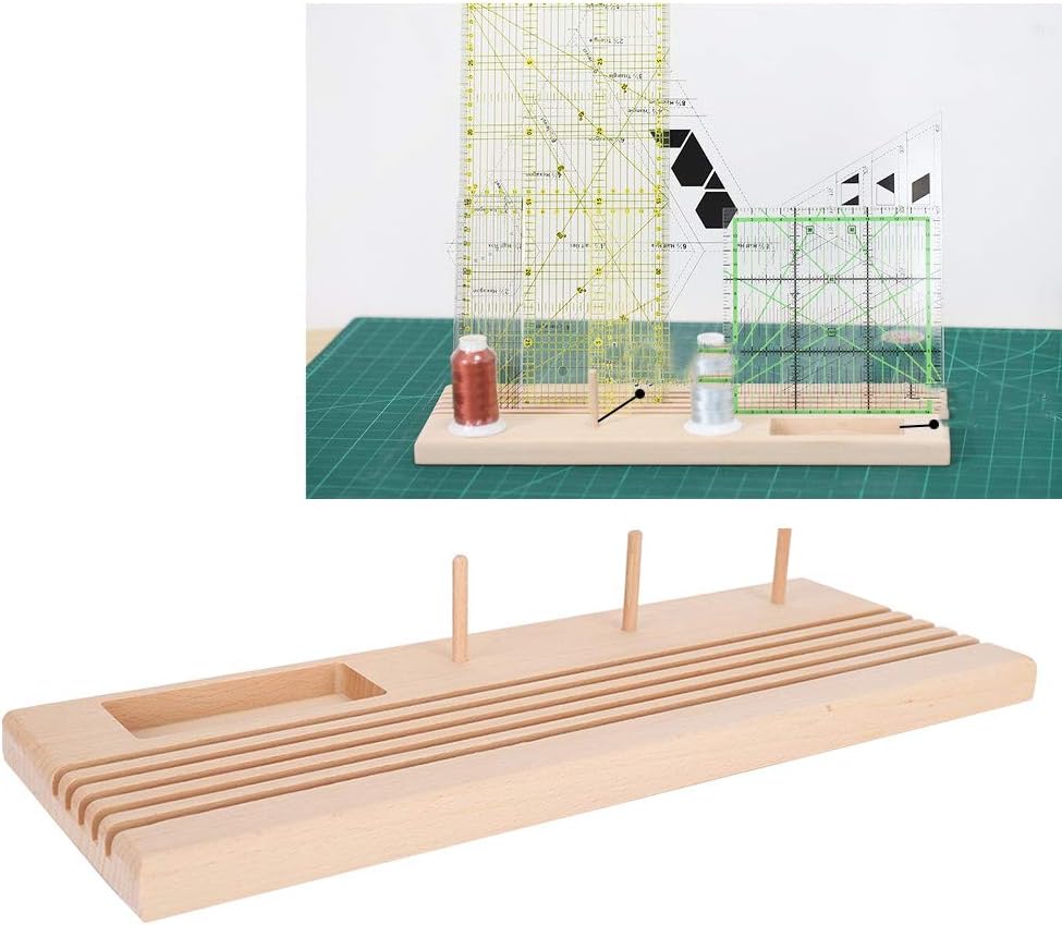 5 Slot Wooden Quilting Ruler Stand and Template Organizer, Wooden