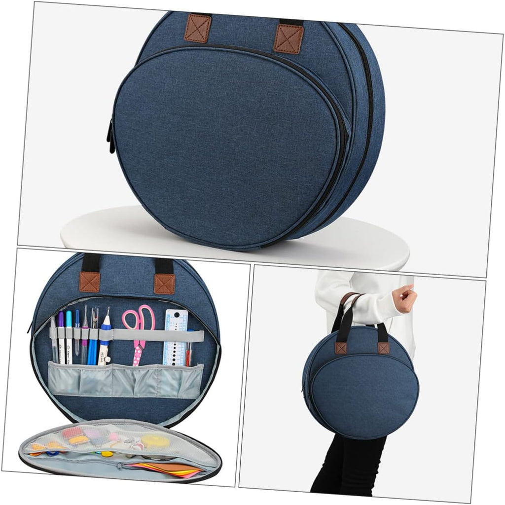 Embroidery Project Pouch with Handle, Oxford Cloth Organizer Tote