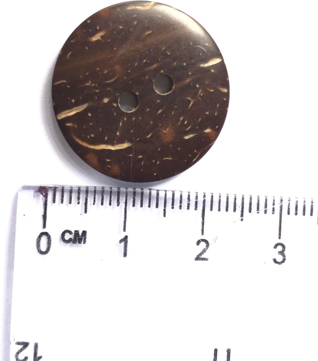 Natural Coconut Buttons, 2-Hole Round Brown Sewing Buttons for
