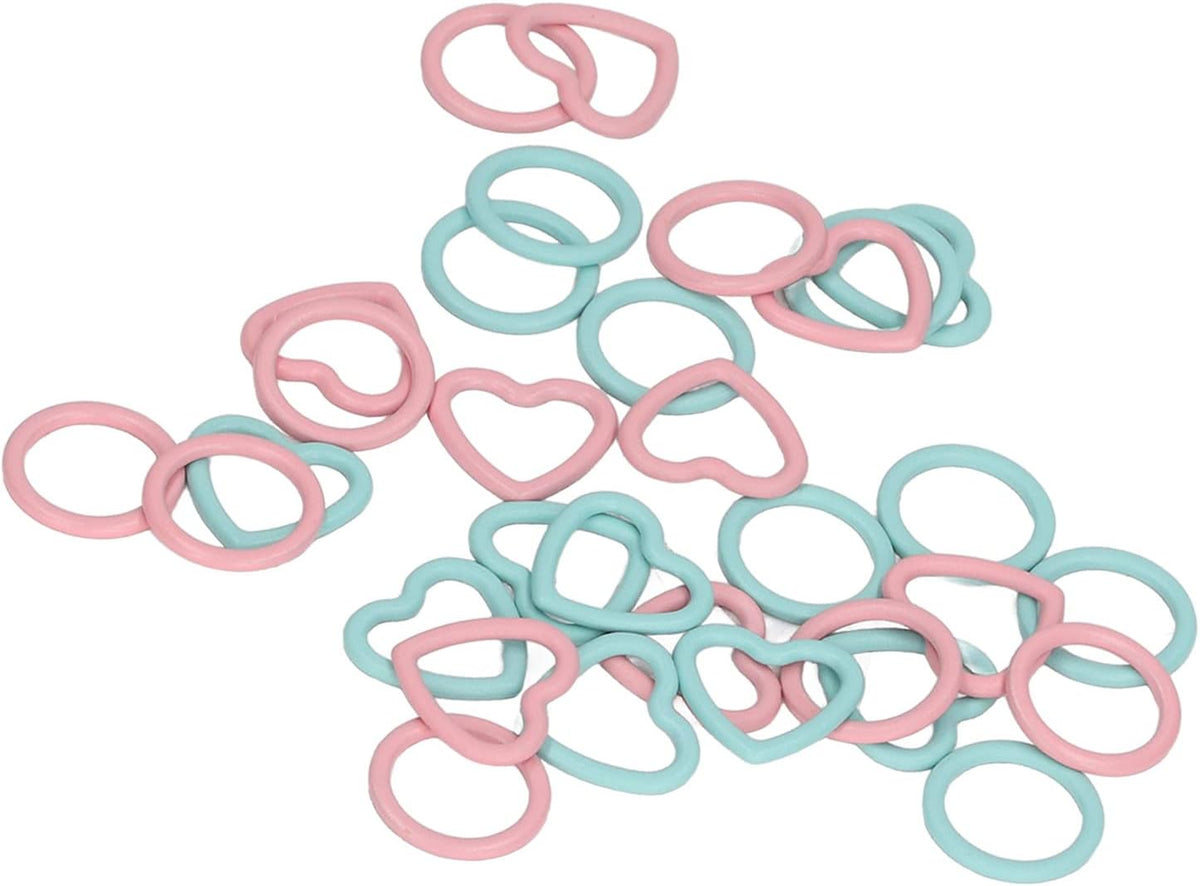 32 Pcs Knitting Stitch Markers, Heart and Round Shape Rings for