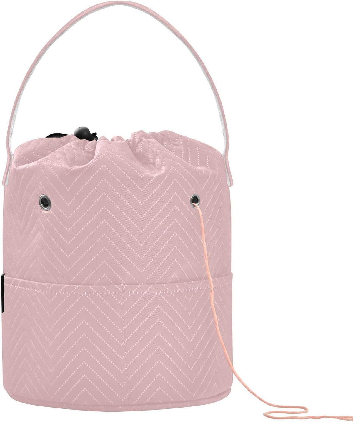 YETTASBIN Pink Solid Color Yarn Storage Bag, Large Crochet Knitting