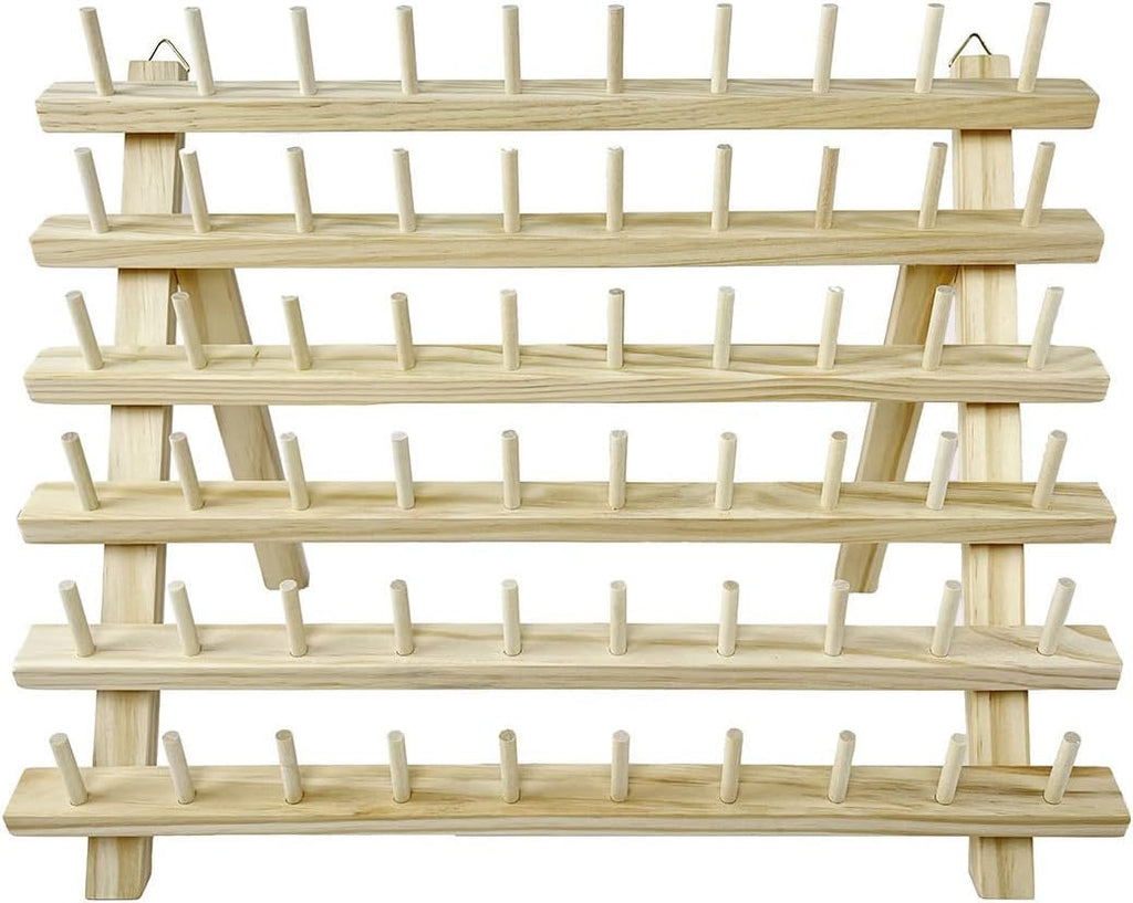 wennuo 60 Spools Wooden Thread Rack/Braiding Hair Rack/Thread Holder