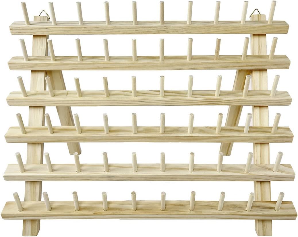 wennuo 60 Spools Wooden Thread Rack/Braiding Hair Rack/Thread Holder