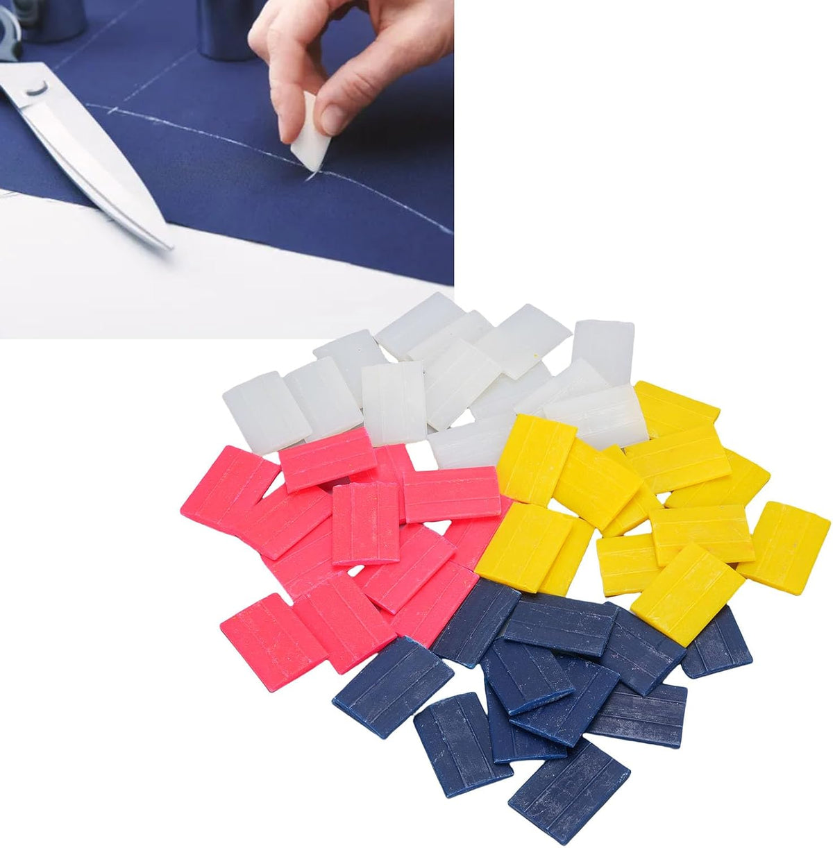 Tailors Chalk, Wax Fabric Marker 50 Sheets 4 Colors Washable for