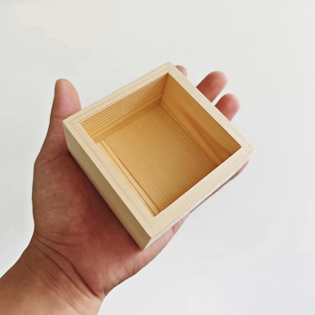 4 Pack Square Unfinished Pine Wood Storage Boxes, Natural Wooden