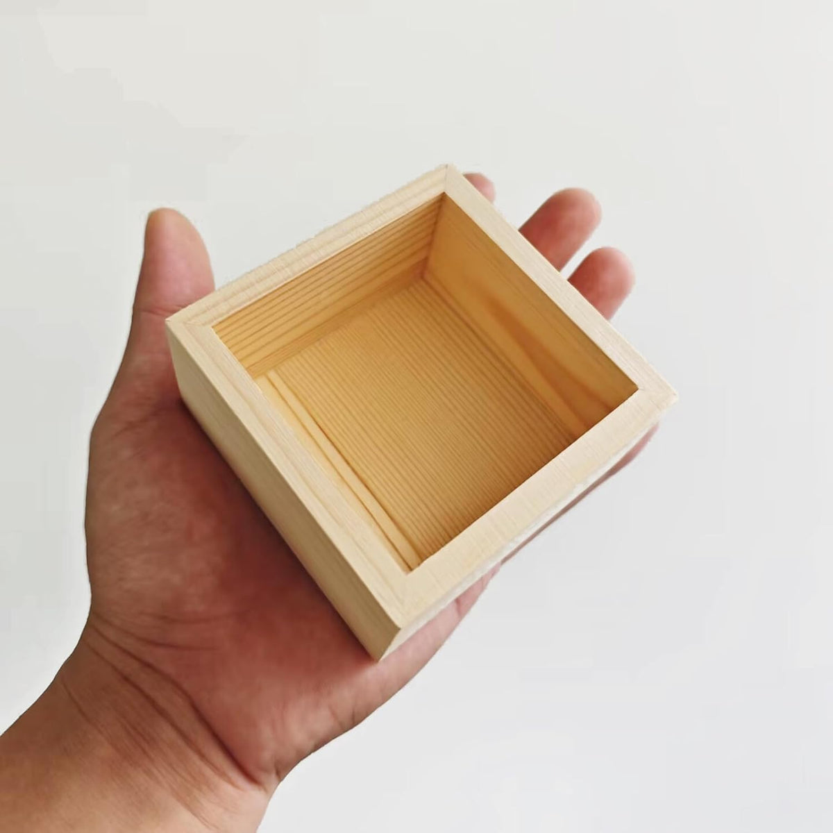 4 Pack Square Unfinished Pine Wood Storage Boxes, Natural Wooden