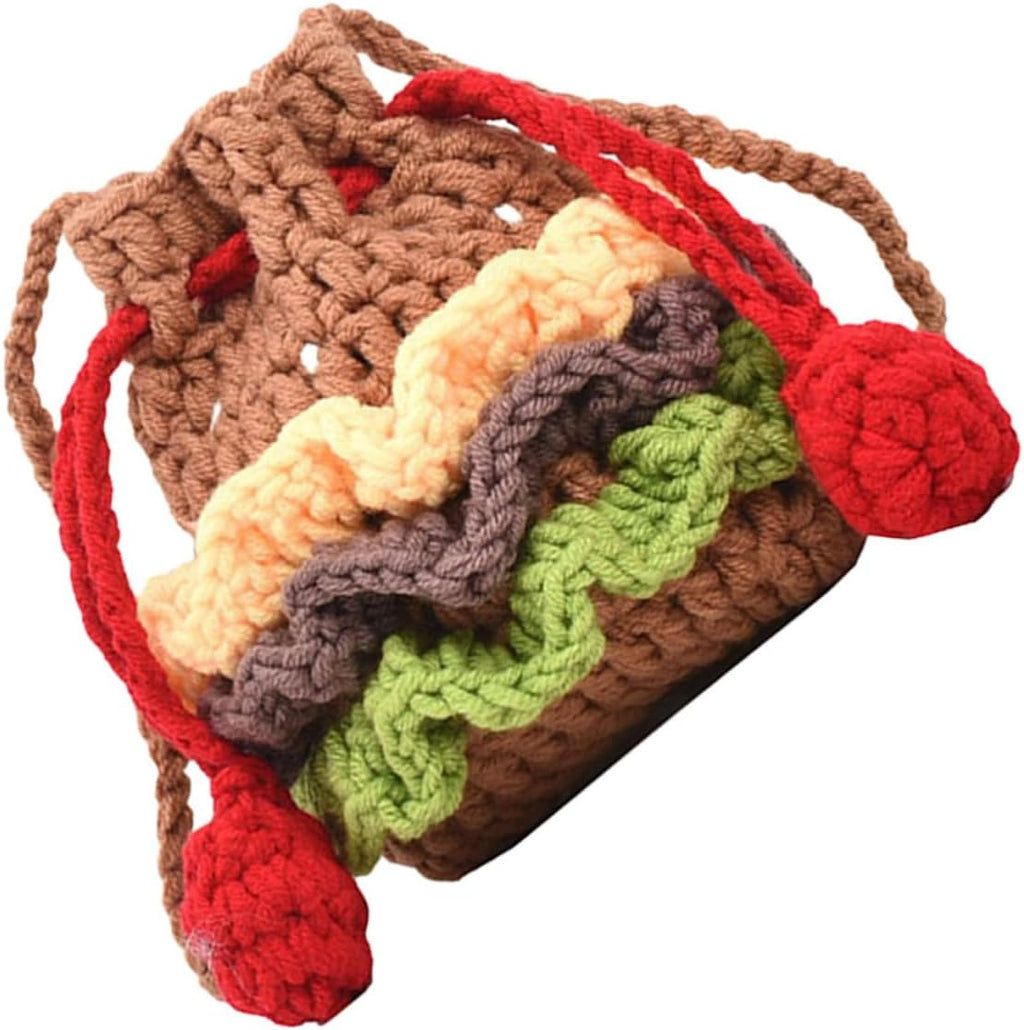 Abaodam Crochet Drawstring Crossbody Bag Handwoven Shoulder Purse for