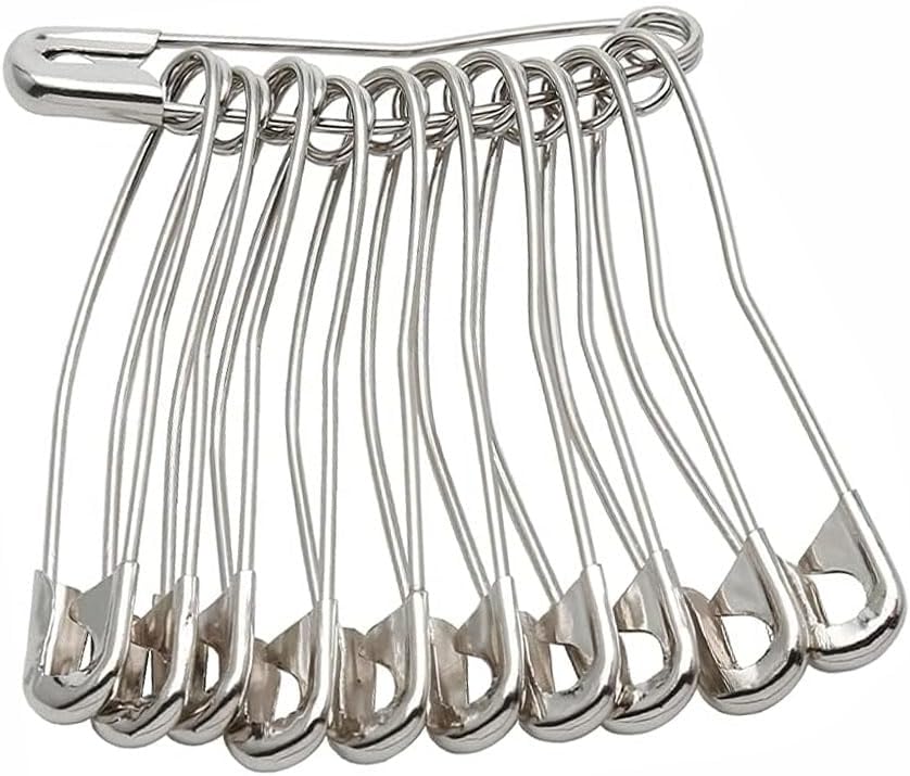 Curved Safety Pins (100 Pack) – Steel Sewing Tool for
