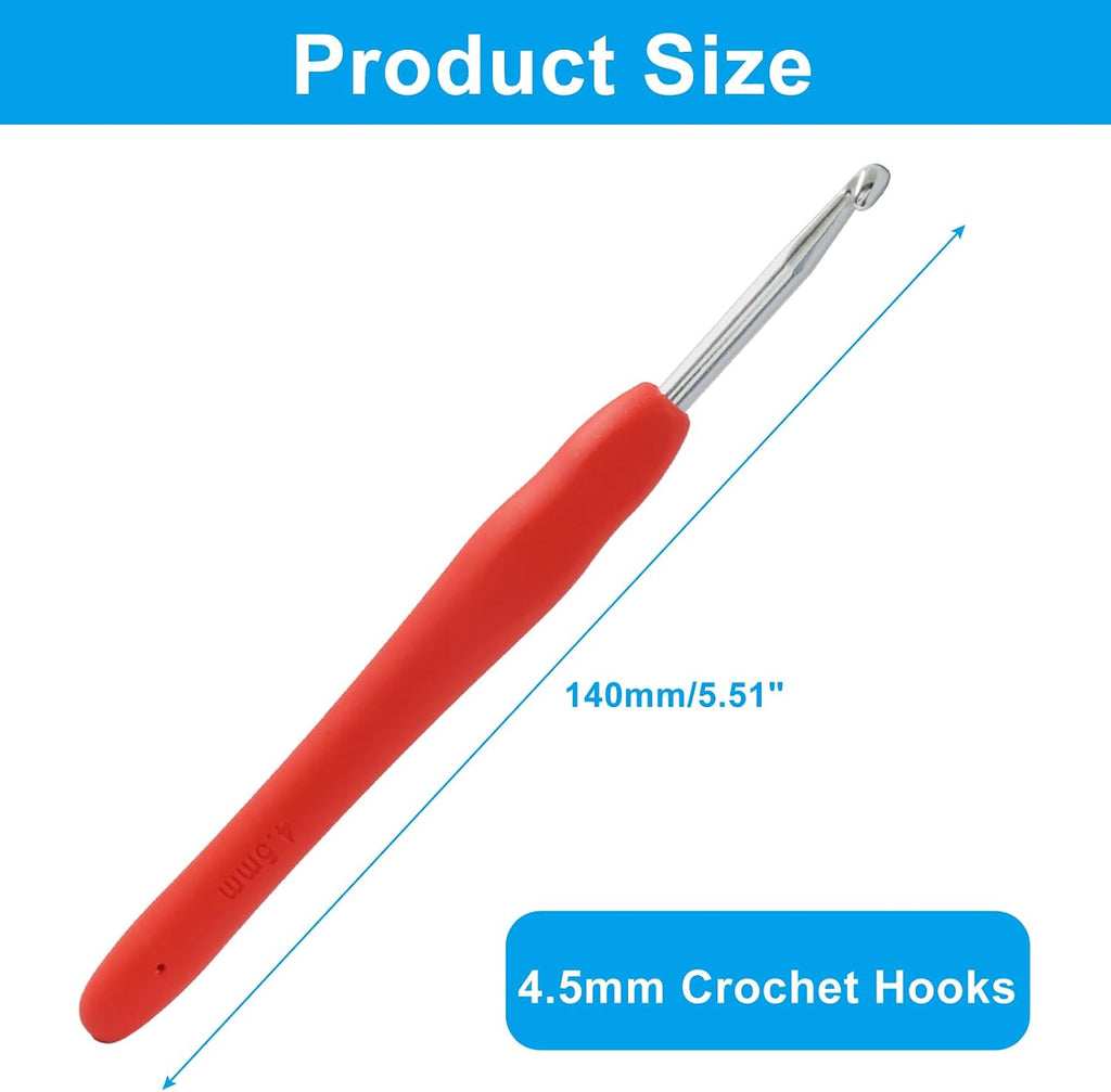 Biaungdo 4.5mm Crochet Hook, Ergonomic Yarn Crochet Hooks