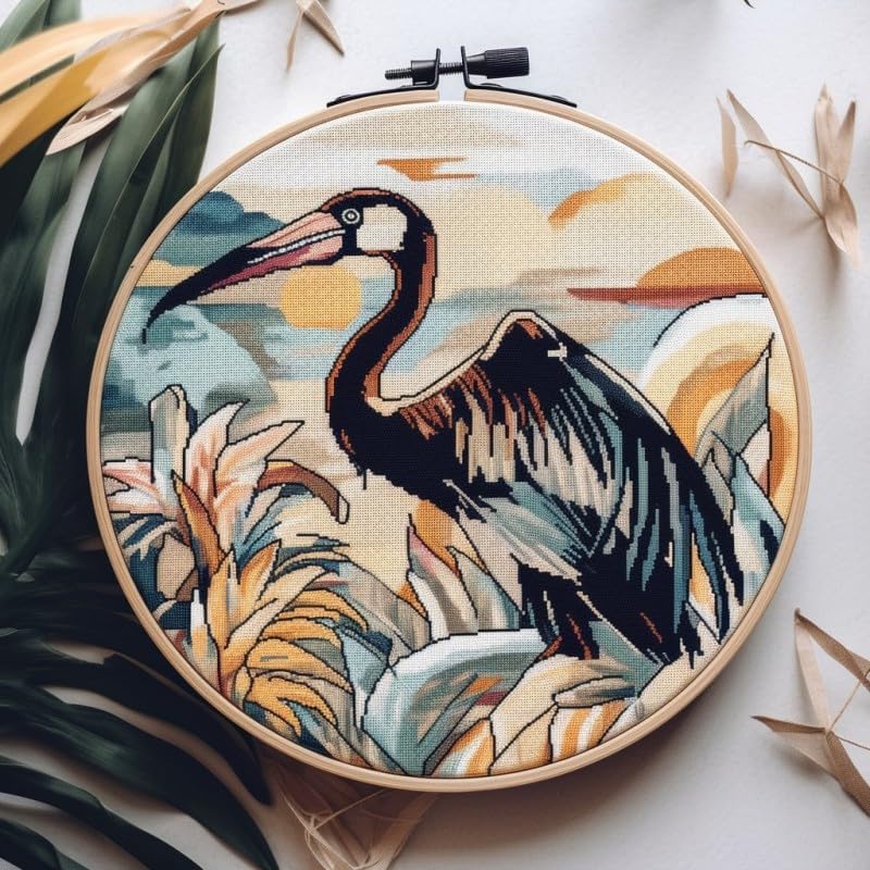 Bird and Tropical Scenery Cross Stitch Kits with Hoop Easy Pattern