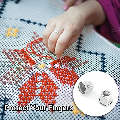 50 Pack Thimbles Silver Color Finger Protector Metal Sewing Thimbles