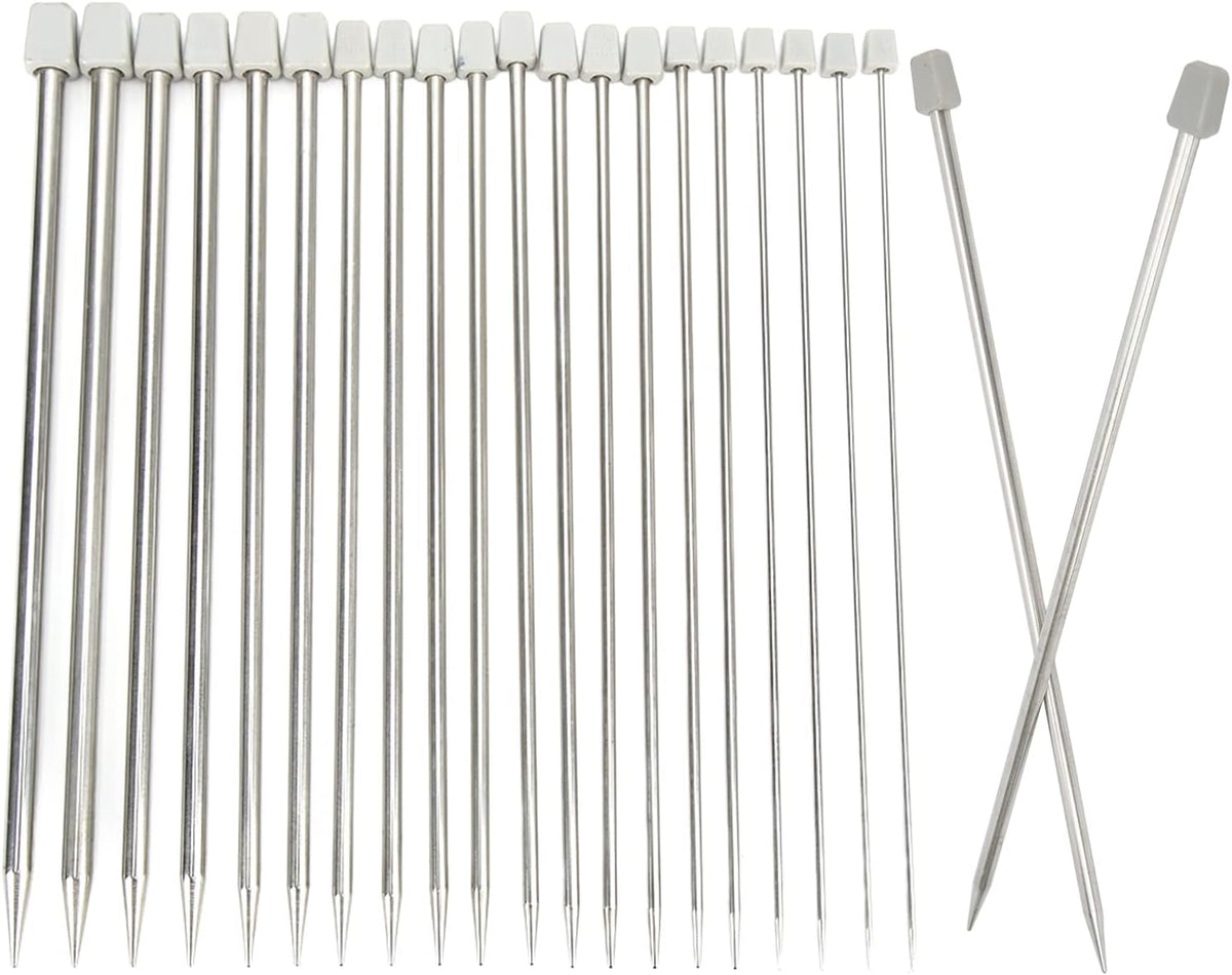 11 Pairs of Stainless Steel Knitting Needles, Metal Knitting Needles