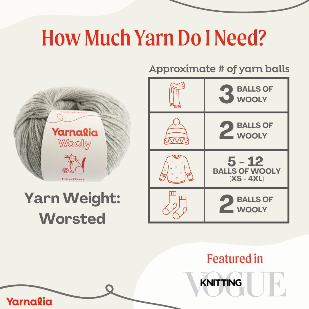 Wooly Merino Worsted Weight Yarn 2-Pack, Fine Superwash Merino Wool